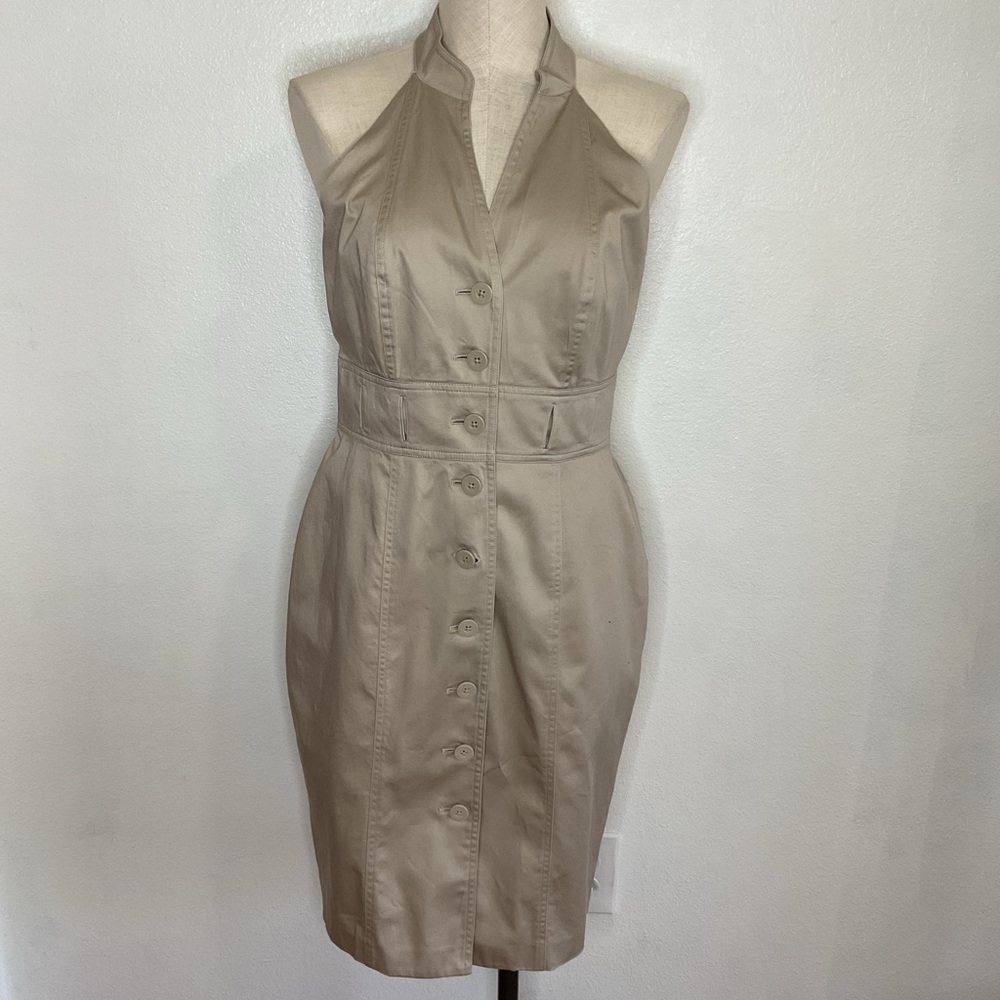 Calvin Klein Sleeveless Button Down Knee Length Dress